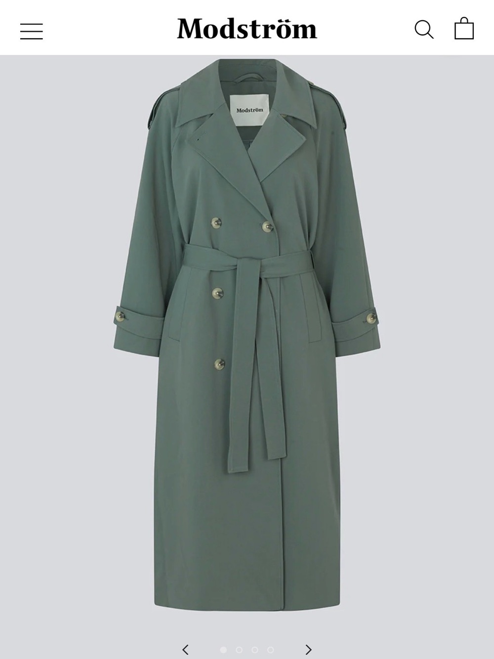 EVIE Olive Green Double-Breasted Belted Trench Coat